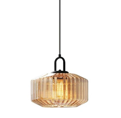 现代吊坠灯具带琥珀手工吹制玻璃 — 第 1/4 张图片