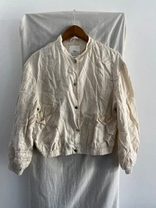 Chaqueta Bomber MANGO Beige 100% Lino Talla S - Imagen 1 de 6