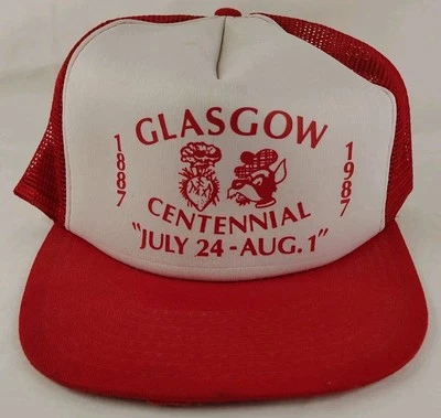Glasgow Montana Centennial Trucker Scotties 1987 24 de julio-1 de agosto sombrero Foto 1 de 4