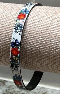 Vintage Arta Austria Armreif Emaille Blumenarmband blau rot weiß gelb ex Zustand - Bild 1 von 4