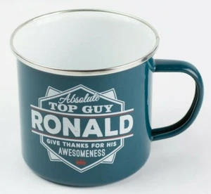 Personalized Ronald Absolute Top Guy Enamelware Tin Mug Cup 16oz Hunter Green - Imagen 1 de 12