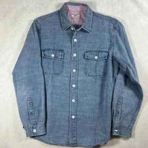 Wallace & Barnes Large Heavy Knit Chambray Shacket Casual Button Down Shirt Soft - Picture 1 of 11