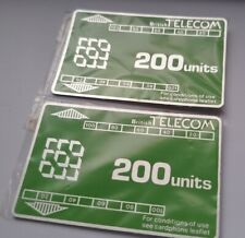 Vintage Retro Phone Card unused green  200 units green BT  mint pair 