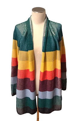 Lands End Colorblock Drifter Cardigan Sweater NWT Ribbed Knit Women’s Sz XL Foto 1 de 4