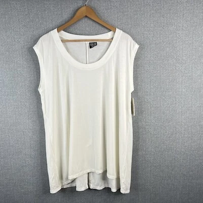 Camiseta sin mangas Seek No Más Fruit of the Loom para mujer 2X espalda dividida blanco perla nueva Foto 1 de 4