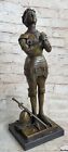 Figurine Figurine Statue Signée Mercie Sainte Jeanne d'Arc Marbre Bronze