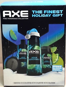 AXE Men's Aqua Bergamot 4pc Gift Pack Body Spray, Deo Stick ,Body Wash & Shower - Picture 1 of 5