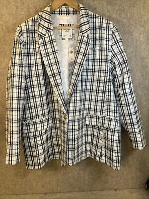 ¡NUEVO CON ETIQUETAS! Traje Blazer Chaqueta Tweed Mezcla Algodón Azul Blanco Talla XL Abercrombie Fitch Foto 1 de 4