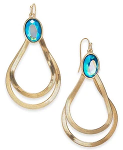 Thalia Sodi Gold-Tone Stone Double Teardrop Earrings, Blue - Picture 1 of 2