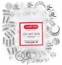 Incraftables 60pcs Word Charms With 15pcs Clasps & Rings for DIY Silver Size