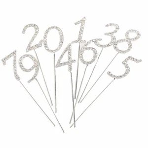 10er SET DIAMANT KUCHENAUSWAHL TOPPER ZAHLEN Kristall Topper Buchstaben Hochzeit - Bild 1 von 11
