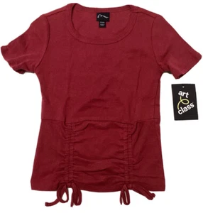New Art & class Girls Blouse size S 6/6X Short sleeve Red Burgundy with Bows - Picture 1 of 3