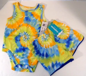 Garanimails Brand NWT 6-9 mon Sz Infant Girls/Boys Tie-Die Shorts Set Sleeveless - Picture 1 of 2
