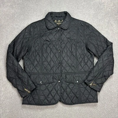 Barbour Jacket Womens Medium Black Quilted Hunting Country Field Coat Ladies - Image 1 of 4