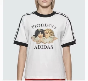 T-shirt Fiorucci x Adidas Angels tre righe bianca donna trifoglio medio - Foto 1 di 6