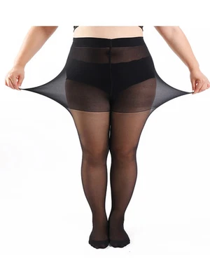 Meia-calça 3XL 4XL 20D super elástica plus size 330 lb transparente - Imagem 1 de 4