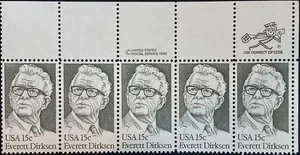 Scott US 1874: Everett Dirksen 1981, ZIP Strip of 5, Mint NH OG, FREE Shipping! - Picture 1 of 2