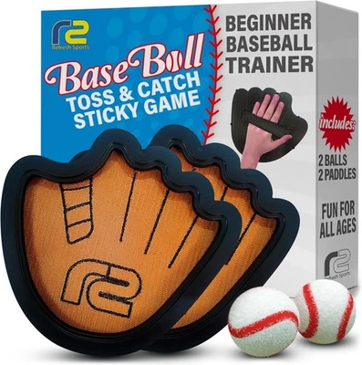 Juego de pelota Toss & Catch 2 paletas adhesivas guantes de béisbol para niños y adultos juguete Foto 1 de 4