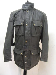 VINTAGE 80'S BELSTAFF TRIALMASTER PRO WAXED COTTON MOTORCYCLE JACKET SIZE 110cm - Picture 1 of 23