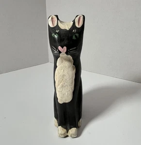 1990 Folk Art Cat Signed Ted & Reb Nichols Wood Carving - Picture 1 of 8