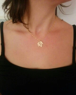 A Fallen Leaf Autumn Necklace Sterling Silver Mom Gift Women Fashion Jewelry. - Image 1 of 4