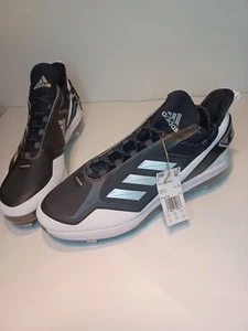 Adidas Mens Icon 7 Boost Black White Metal Baseball Cleats FY4178 Size 15 - Picture 1 of 6