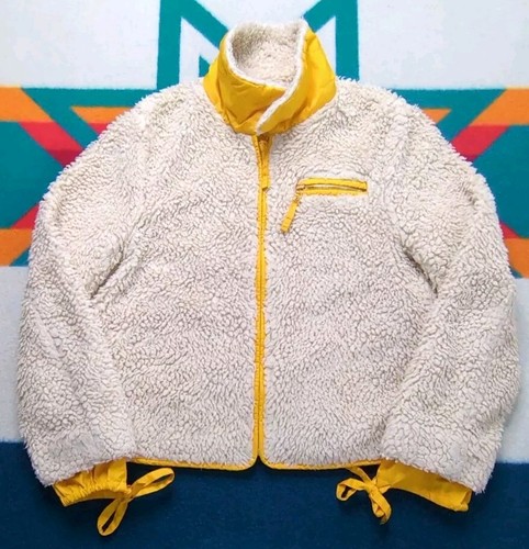 Giacca sherpa Tory Burch Deep Pile full zip tasche giallo avena donna media