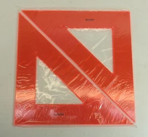 Set of 2 LUTZ 8" Fluorescent Orange 45/90° Degree Drawing Drafting Triangle - Picture 1 of 4