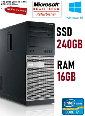 Dell Optiplex 790 Mini Tower PC - Core i7 16GB RAM 240GB SSD Windows 10 Computer - Image 1 of 2