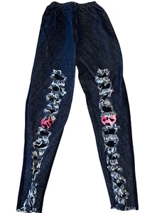 Hope Jeans girls dark wash denim ripped leopard heart jean leggings 10 - Picture 1 of 3