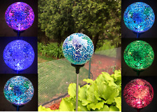 Solar Mosaic Glass Ball Garden Stake Color Change LED Light Outdoor Yard Decor