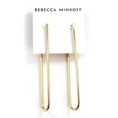 Rebecca Minkoff Gold Bent Bar Dangle Earrings $48 Tags #RM267 - Image 1 of 4