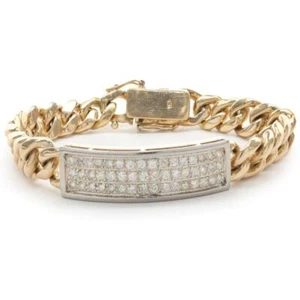 14 Karat Yellow and White Gold Pave Diamond ID Bracelet - Picture 1 of 4