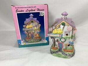 Easter Porcelain Bunny Village Lighted House - Egg Station 1 Piece - 5 1/2"
