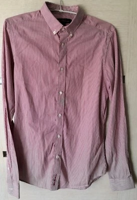 Pink Men's Casual Ben Sherman Long Sleeve 100% Cotton Shirt ~ Small S Size - Imagem 1 de 4