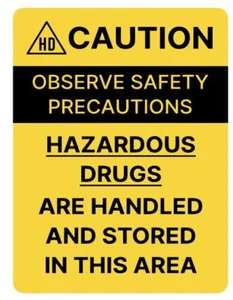 Caution Hazardous Drugs Safety Sign Sticker Decal Label D7303 - Picture 1 of 1