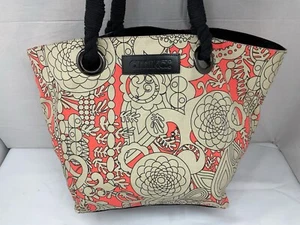 Amika Signature Canvas rope Tote bag tan black orange purse - Picture 1 of 7