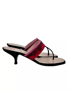Prada Designer Black Mule Kitten Heel with Pink & Red Ribbon and Bow IT 36 - Picture 1 of 11