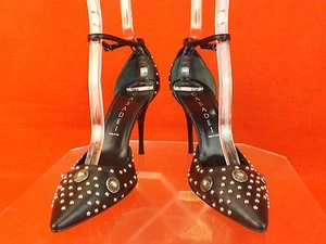 NUEVAS BOMBAS CASADEI CUERO NEGRO TACHONADO D'ORSAY TACÓN ALTO CORREA DE TOBILLO 10 - Imagen 1 de 12