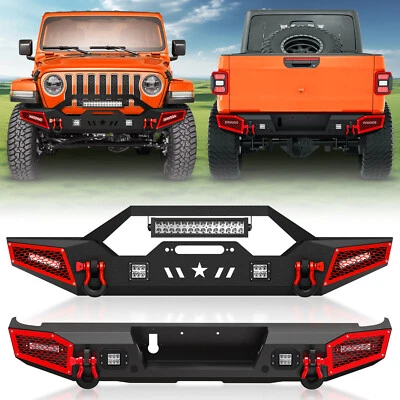 Front /Rear Bumper For Jeep Gladiator JT 2/4 Doors 2020-2024 w/ 4.75-ton D-rings Foto 1 de 4