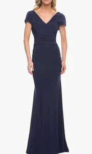 Vestido de noche largo de jersey versátil La Femme. Talla 14. Azul marino oscuro. Nuevo con etiquetas. 17 - Imagen 1 de 12
