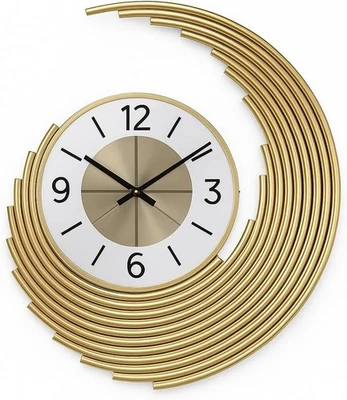 Gold Spiral Wall Clock 48x58cm Silent Sweep Luxury Modern Decor - Image 1 of 4