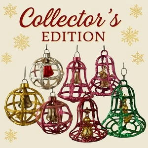 Vintage 1950s Bradford Cage Ornaments • Mixed Colors Bells & Angels Set - Picture 1 of 16