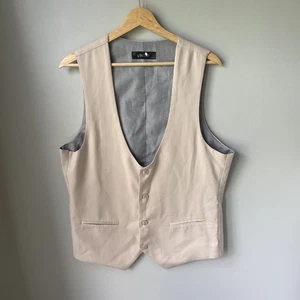 Tazzio Suit Vest Men’s Size 40L Tan Color Rayon/poly Wool Touch Boho - Picture 1 of 7