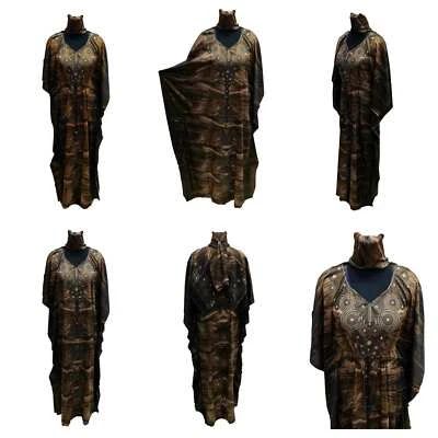 Coupe Ample Tunique Caftan Vacances Robe Paréo Plage Dubaï Abaya + Foulard / - Photo 1/4