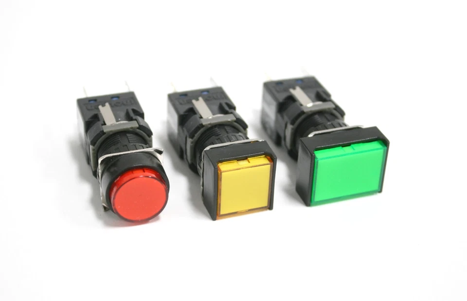 M6-1C M6-2C 16mm LED illuminated Momentary Push Button Switch Multi Shapes/Color - Image 1 of 4