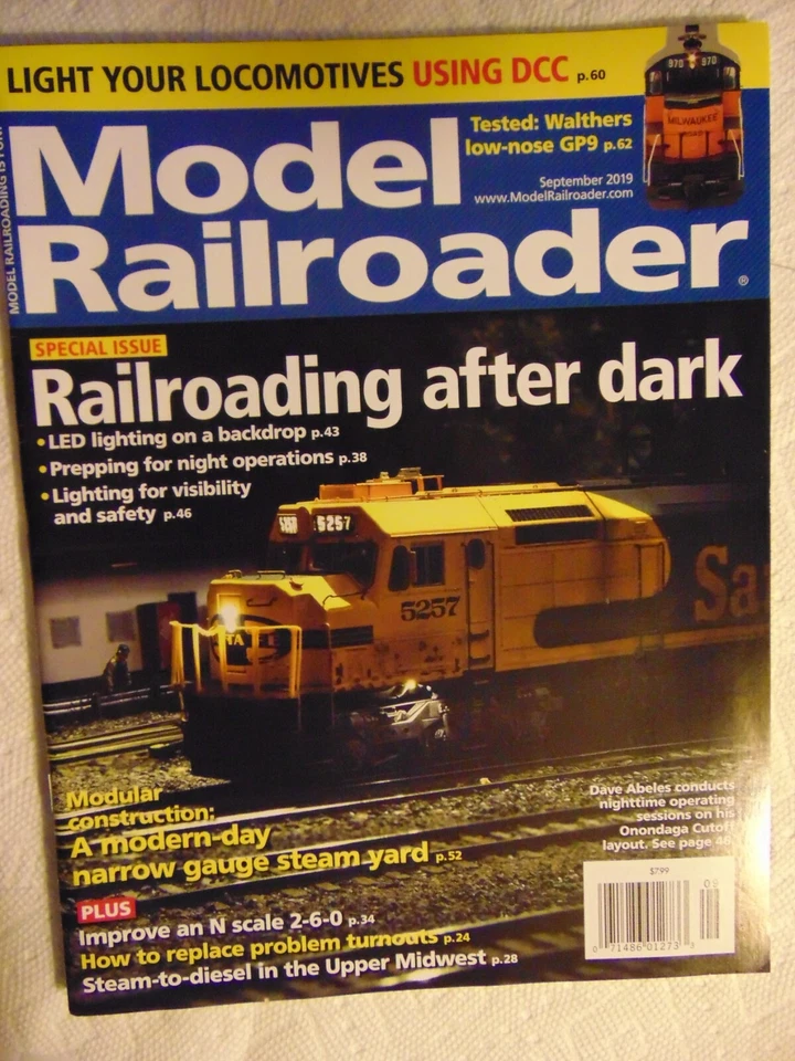 MODEL  RAILROADER Magazine Sept 2019 Railroading after dark - Image 1 of 1