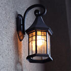 Outdoor Garden Lamp Sconce Exterior Wall Light Fixture Retro Glass Lantern