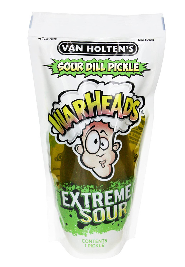 Sour Pickle Warheads Extreme Sour Dill Pickle In A Pouch JUMBO Van Holten's