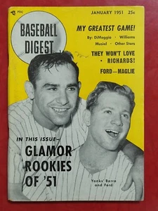 1951 JAN BASEBALL DIGEST- YOGI BERRA & WHITEY FORD COVER, Excellent CONDITION - Picture 1 of 3
